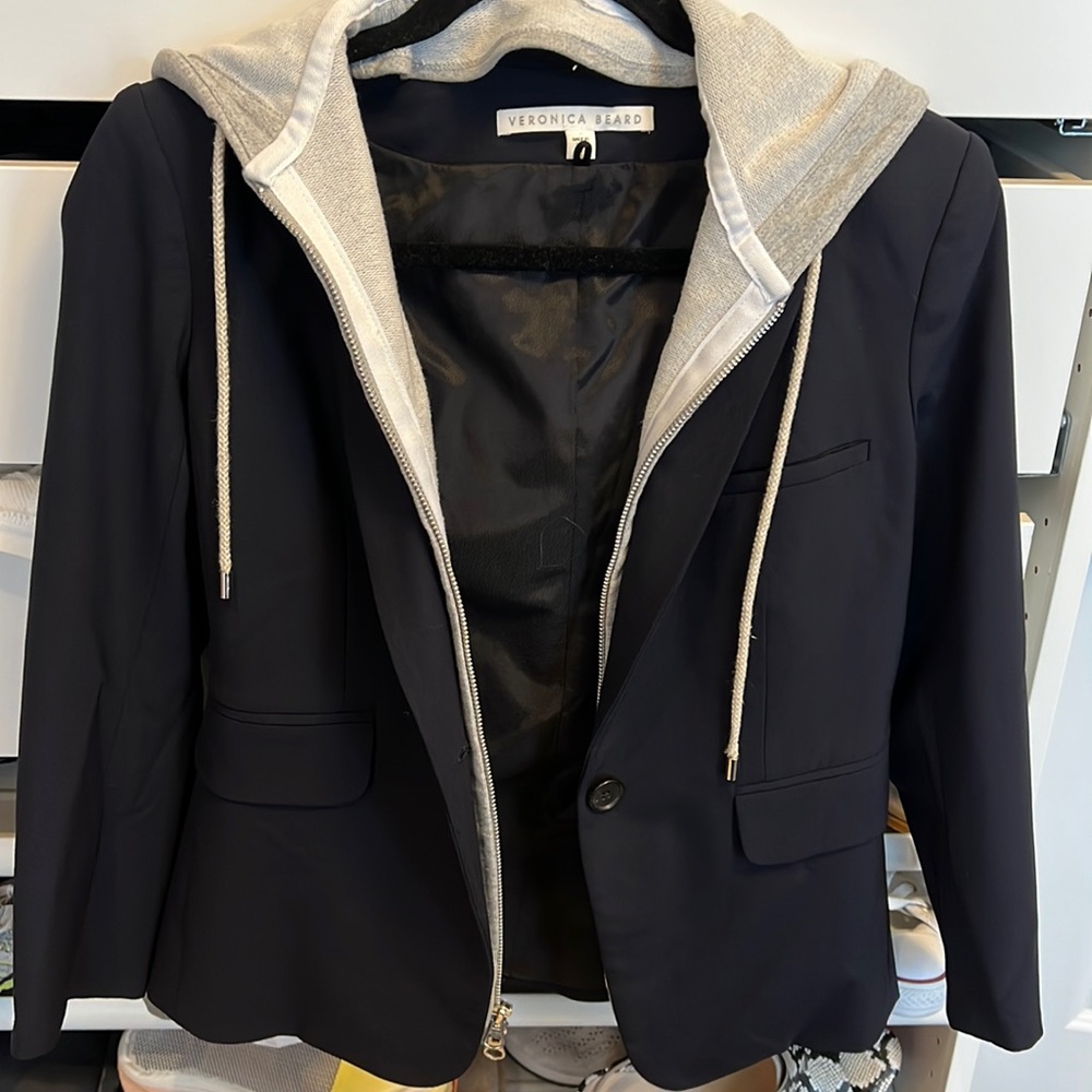 Veronica Beard navy blazer with built in dickie